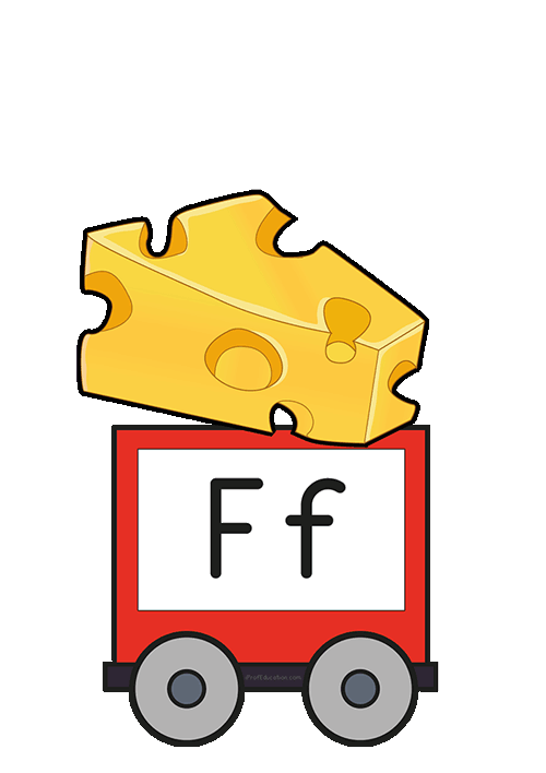 Train de l'alphabet à afficher - f pour fromage