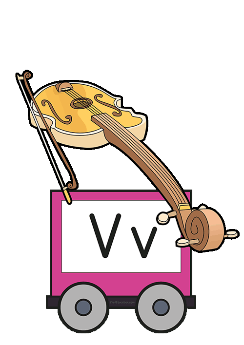 Train de l'alphabet à afficher - V pour violon