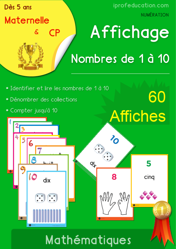 Affichage des nombres 1 à 10 Maternelle CP - 6 packs en 1