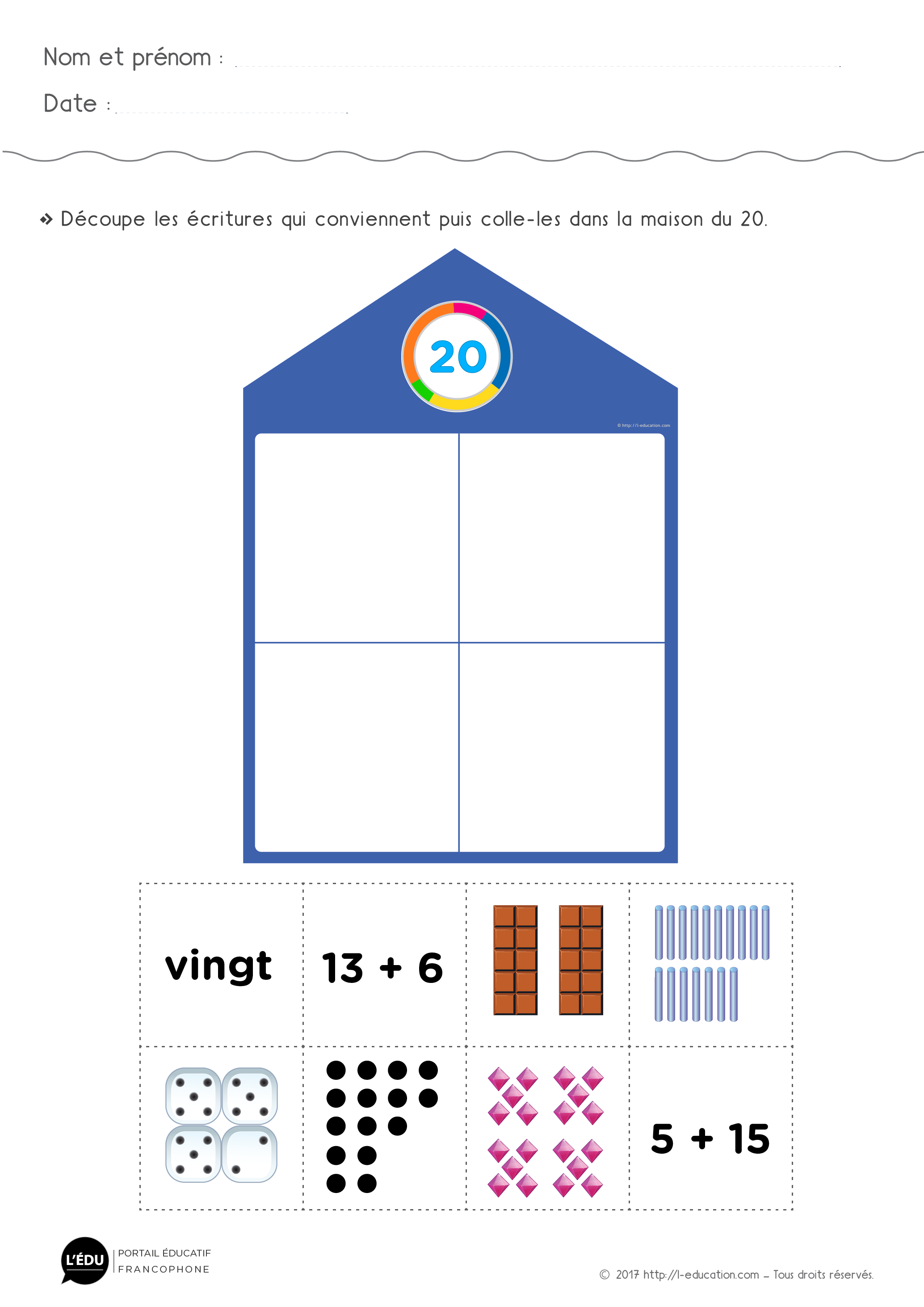 Apprendre les nombres jusqu'à 20 - la maison de 20