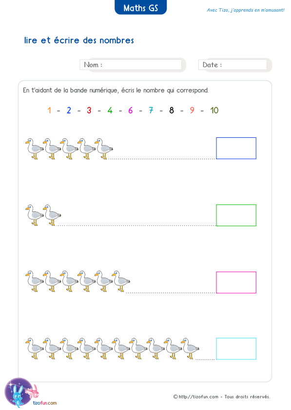 Maîtriser la suite des nombres jusqu'à 10