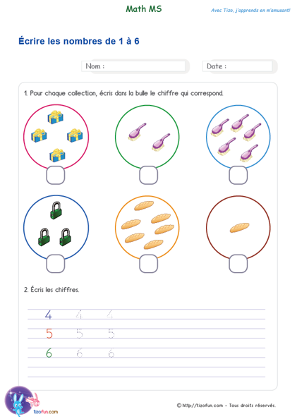 Exercice de numération Maternelle MS