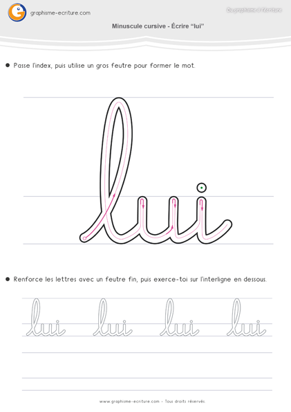 Écriture des mots utiles en cursive - Fiche maternelle