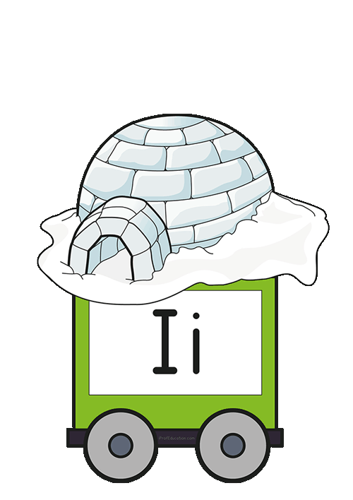 Train de l'alphabet à afficher - I pour igloo