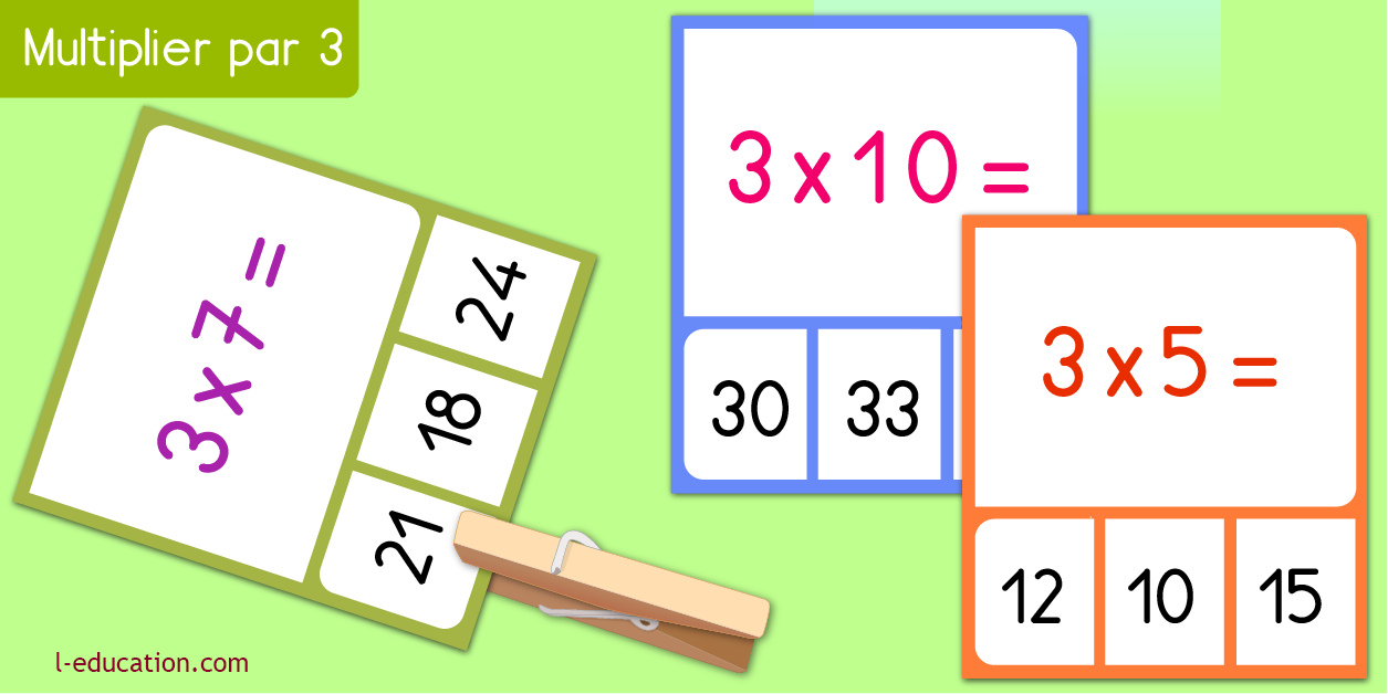 cartes memory - Table de multiplication de 3