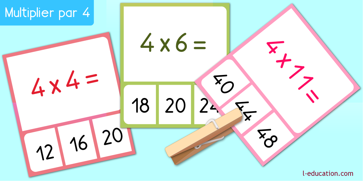 cartes memory - Table de multiplication de 4