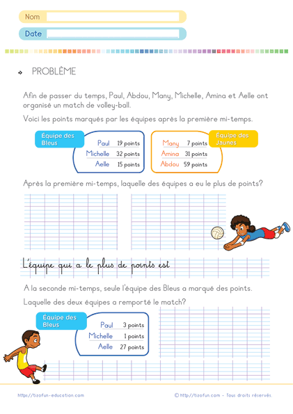 fiche problèmes CP CE1 PDF à imprimer - Additions Soustractions Problèmes CP CE1