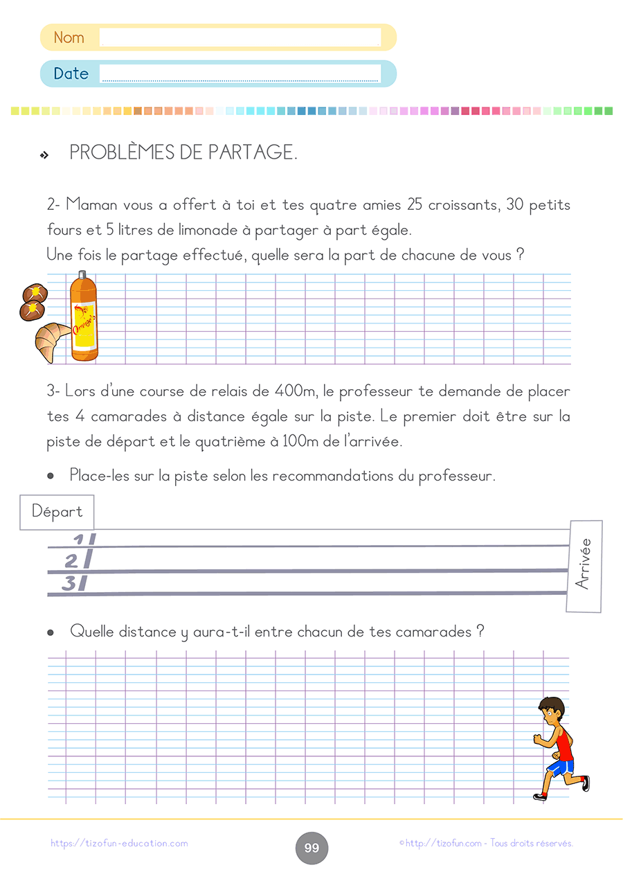 problème CE1 - division - partage