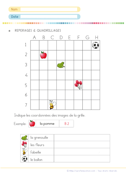 Mathématiques CP - repérage spatial cp