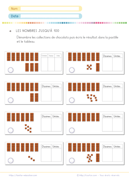 Exercice math cp - les nombres