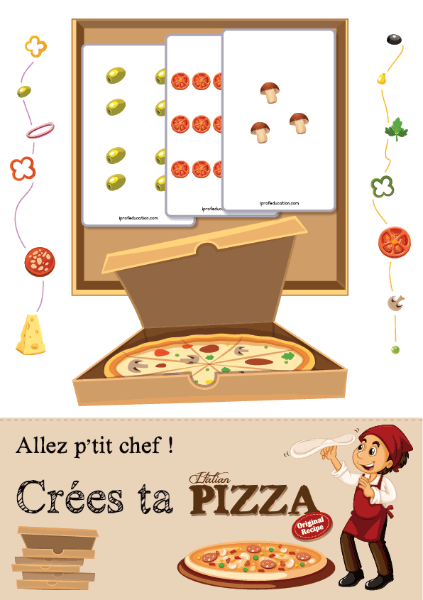 Le chef pizzaïolo - carton pizza à ingrédients