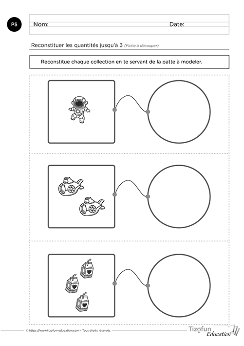 Construire les nombres de 1 à 3 en maternelle