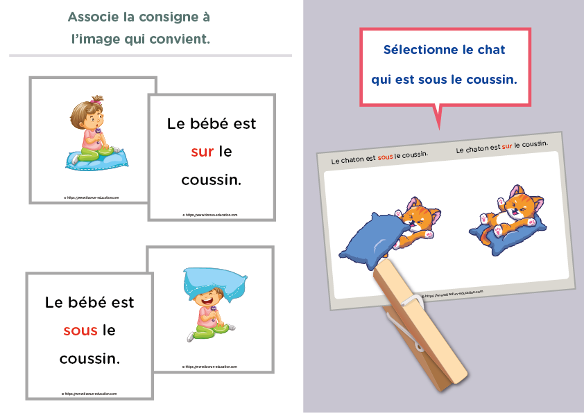 Jeu memory position sur sous Maternelle