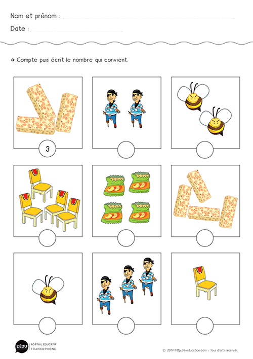 Représenter les nombres jusqu'à 4 - math maternelle