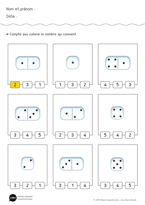 Dénombrer les quantités de 1 à 5 - Math Maternelle