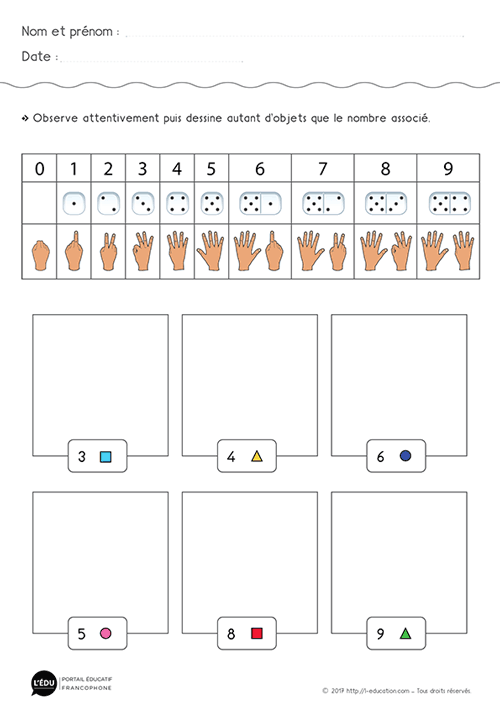 Apprendre à compter de 1 à 9 - Construire une collection