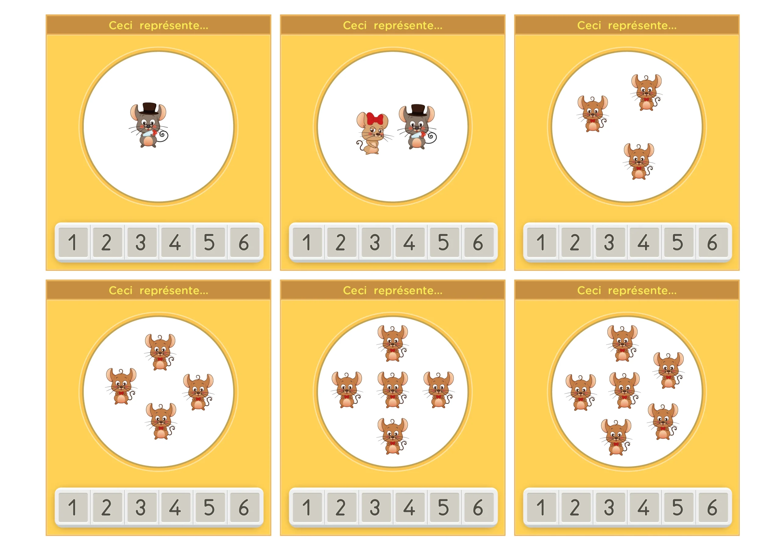 carte memory pour s'exercer sur les nombres de 1 à 6