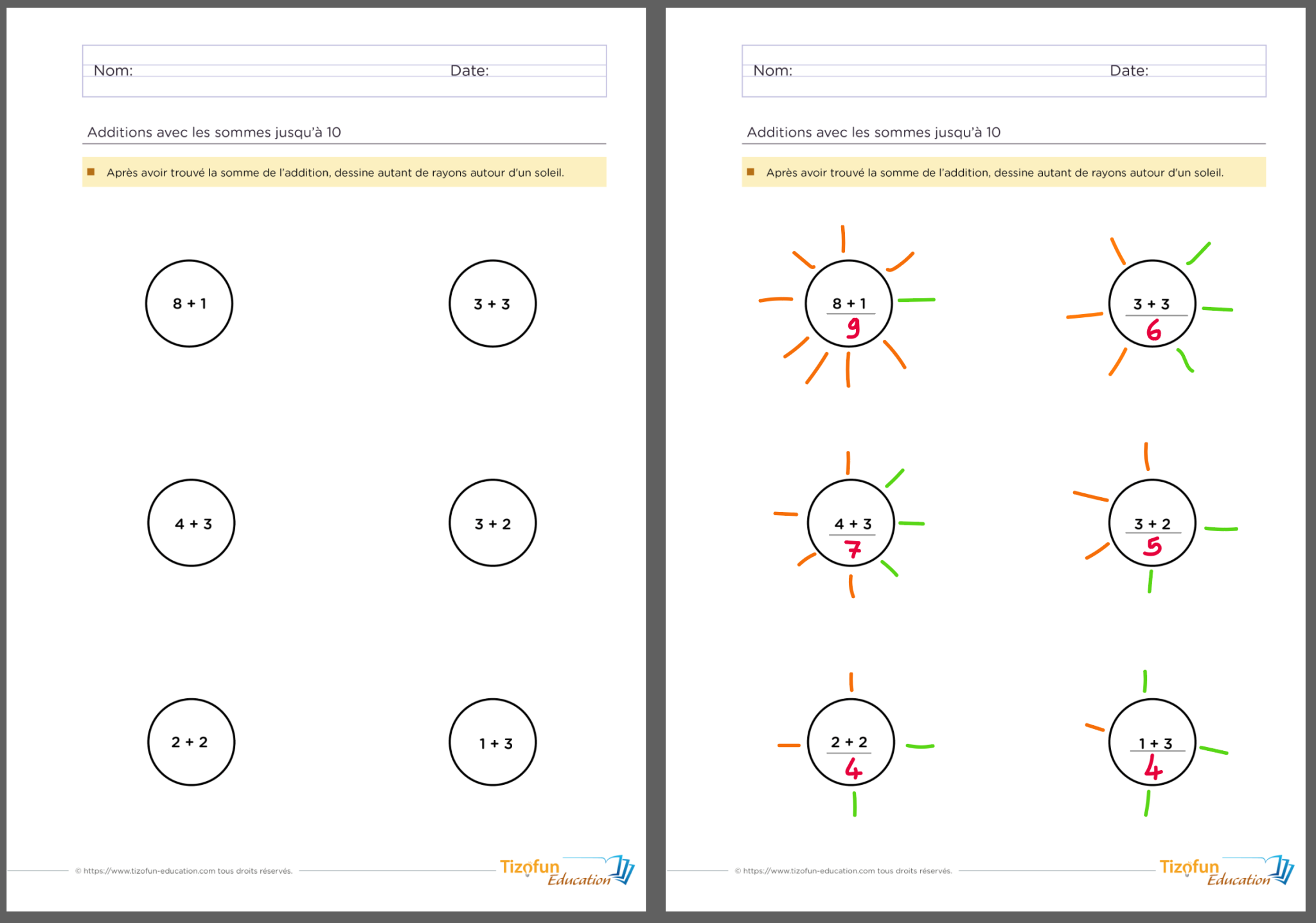 Apprendre les additions par les jeux et les exercices de motricité fine ...